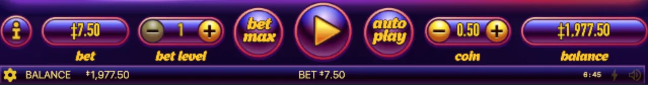 Hot Hot Fruit slot bottom interface with bet controls