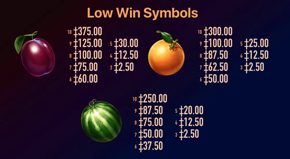 Low value fruit symbols in Hot Hot Fruit slot